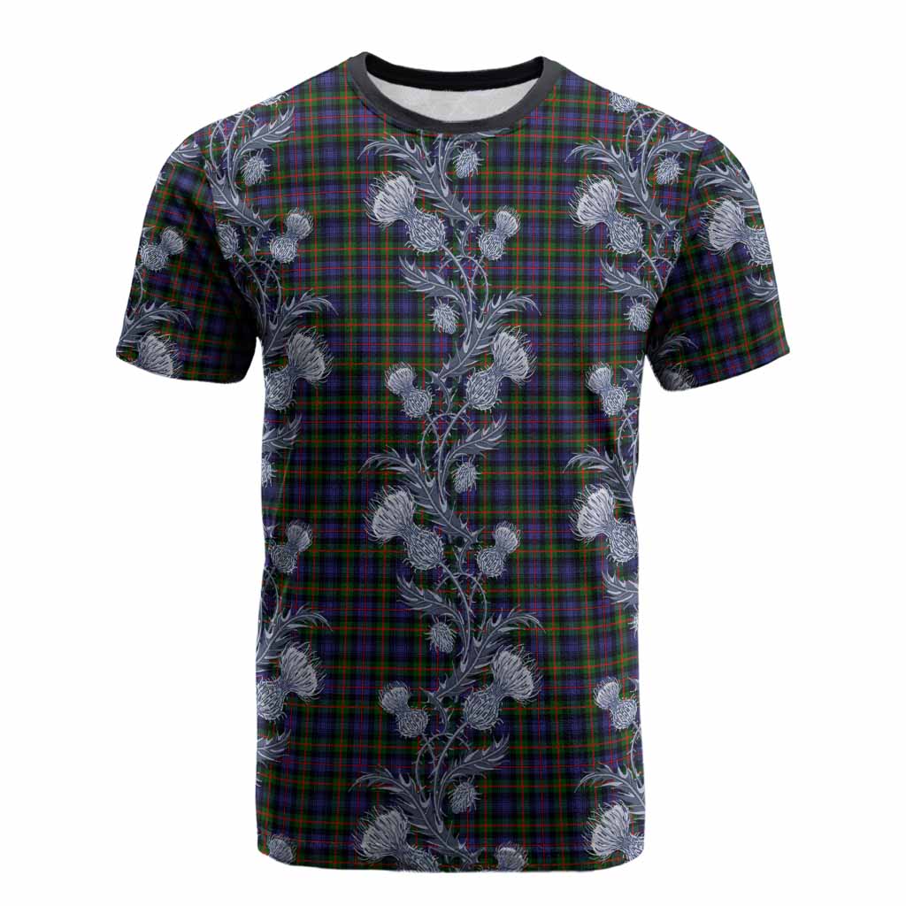 Fleming Tartan Cotton T-shirt Seamless Scottish Thistle Flowers