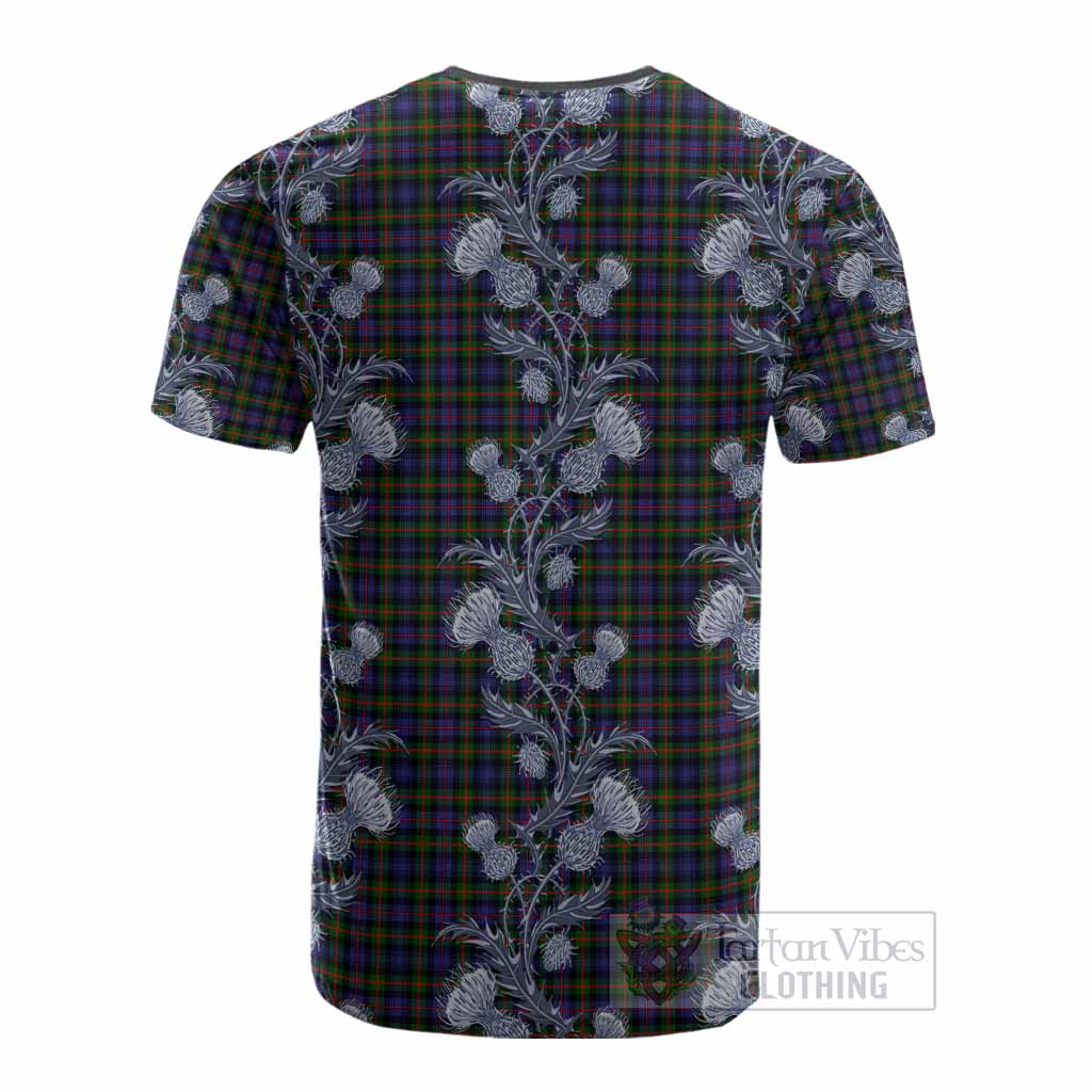 Fleming Tartan Cotton T-shirt Seamless Scottish Thistle Flowers