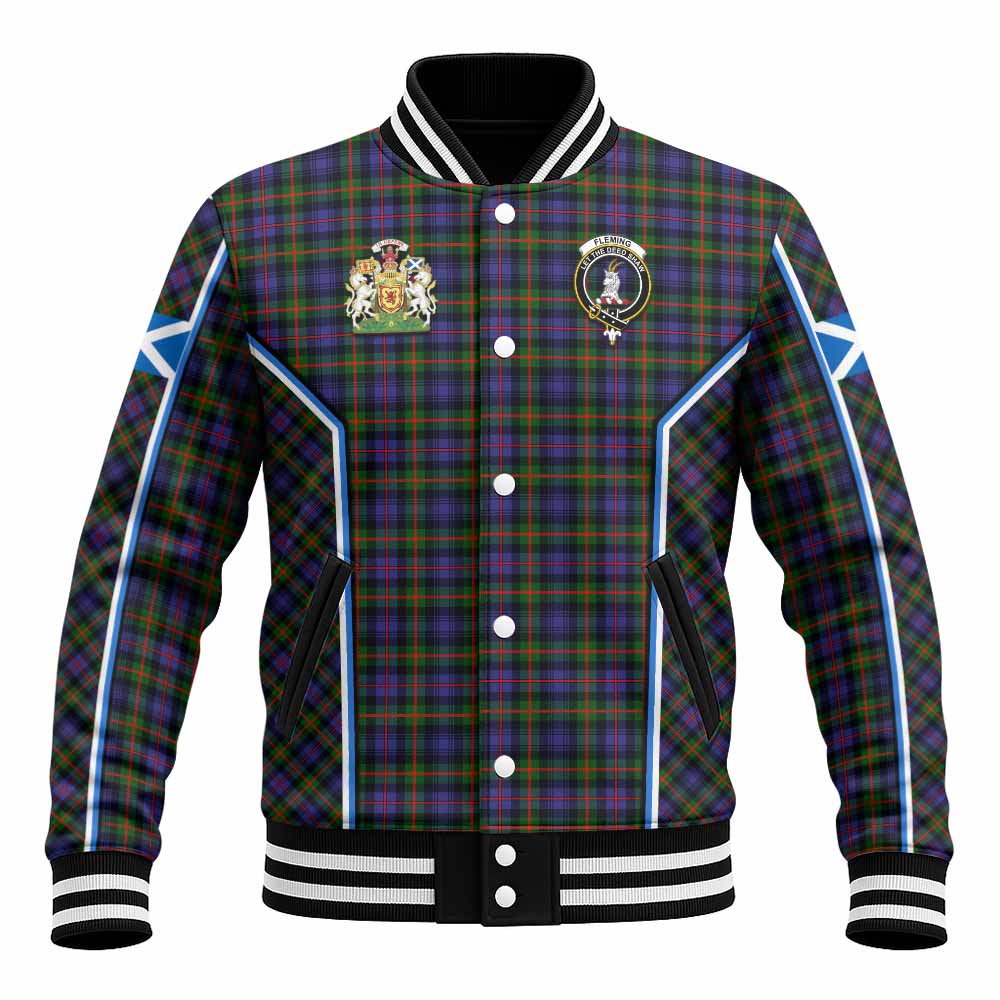 Fleming Tartan Crest Baseball Jacket Scotland Coat of Arm Flag Style - Tartan Vibes Clothing
