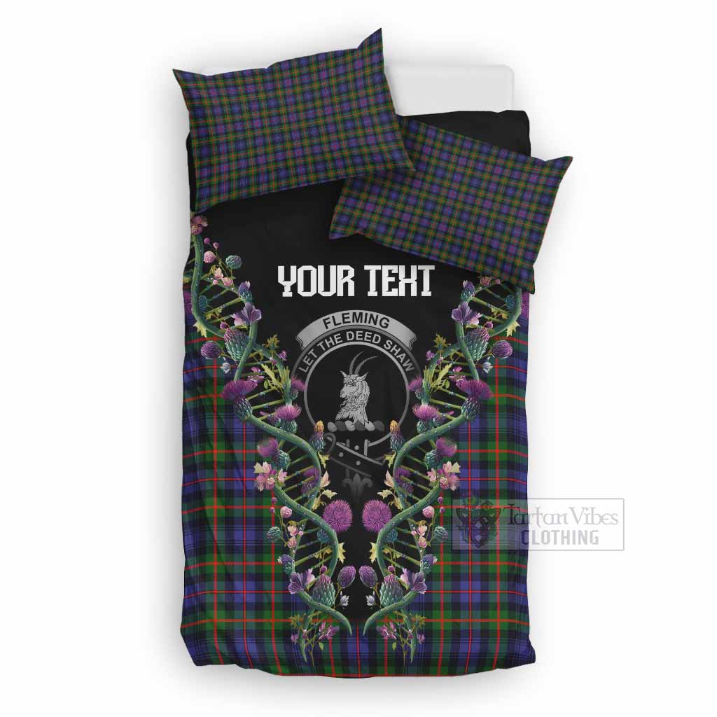 Fleming Tartan Crest Bedding Set Scottish Heritage Thistle DNA