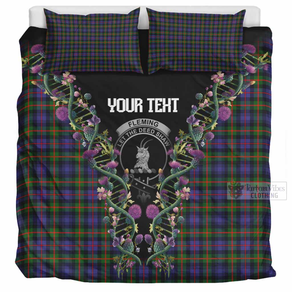 Fleming Tartan Crest Bedding Set Scottish Heritage Thistle DNA