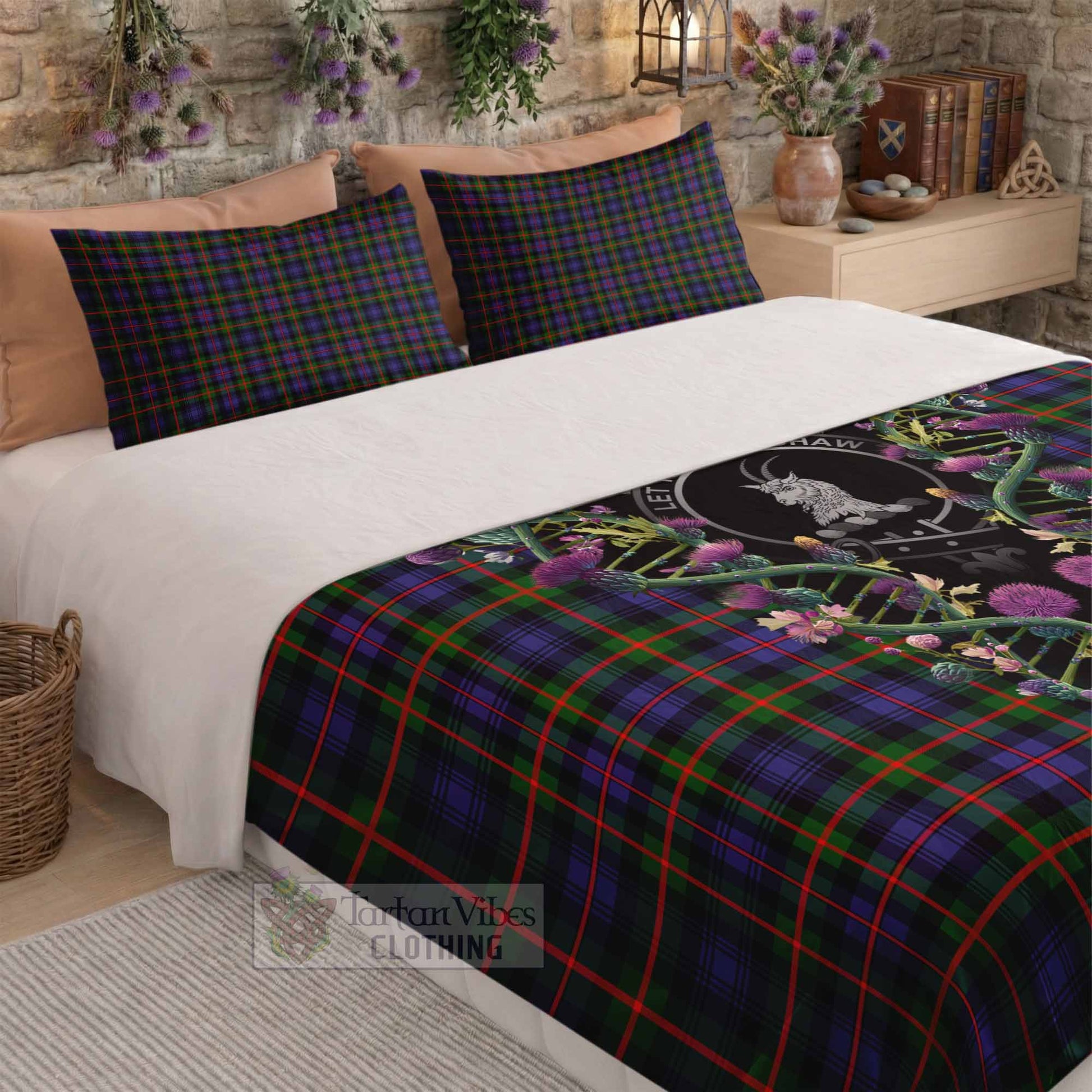 Fleming Tartan Crest Bedding Set Scottish Heritage Thistle DNA