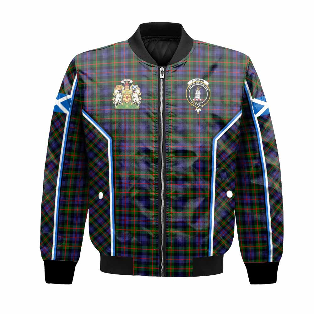 Fleming Tartan Crest Bomber Jacket Scotland Coat of Arm Flag Style - Tartan Vibes Clothing