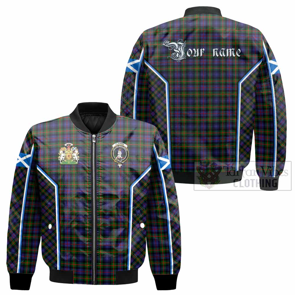 Fleming Tartan Crest Bomber Jacket Scotland Coat of Arm Flag Style - Tartan Vibes Clothing