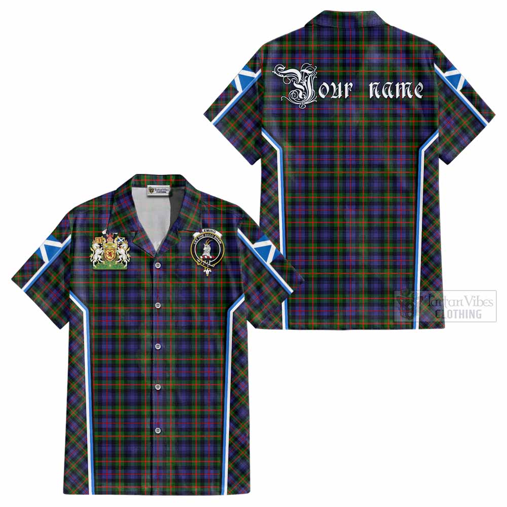 Fleming Tartan Crest Cotton Hawaiian Shirt Scotland Coat of Arm Flag Style - Tartan Vibes Clothing