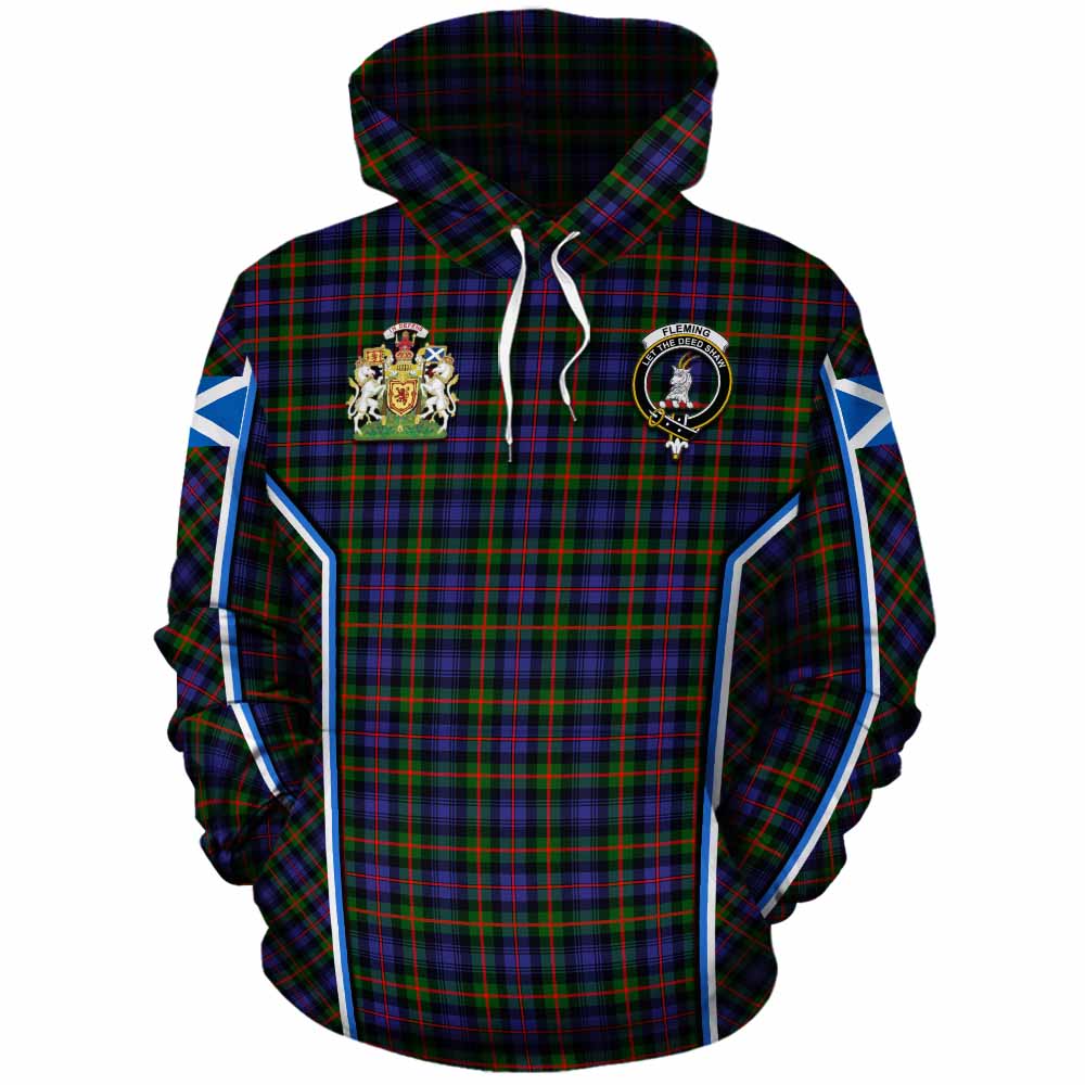 Fleming Tartan Crest Cotton Hoodie Scotland Coat of Arm Flag Style - Tartan Vibes Clothing