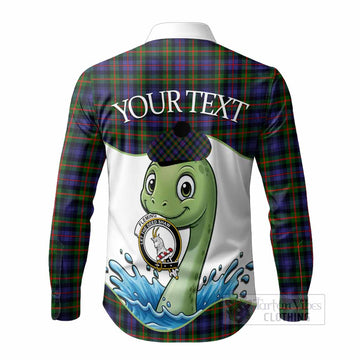 Fleming Tartan Crest Cute Nessie Long Sleeve Button Shirts Scottish Loch Ness Monster