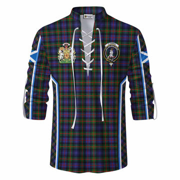 Fleming Tartan Crest Ghillie Kilt Shirt Scotland Coat of Arm Flag Style