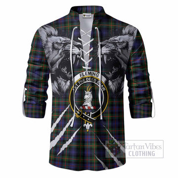 Fleming Tartan Crest Ghillie Shirt Ferocious Lion Style