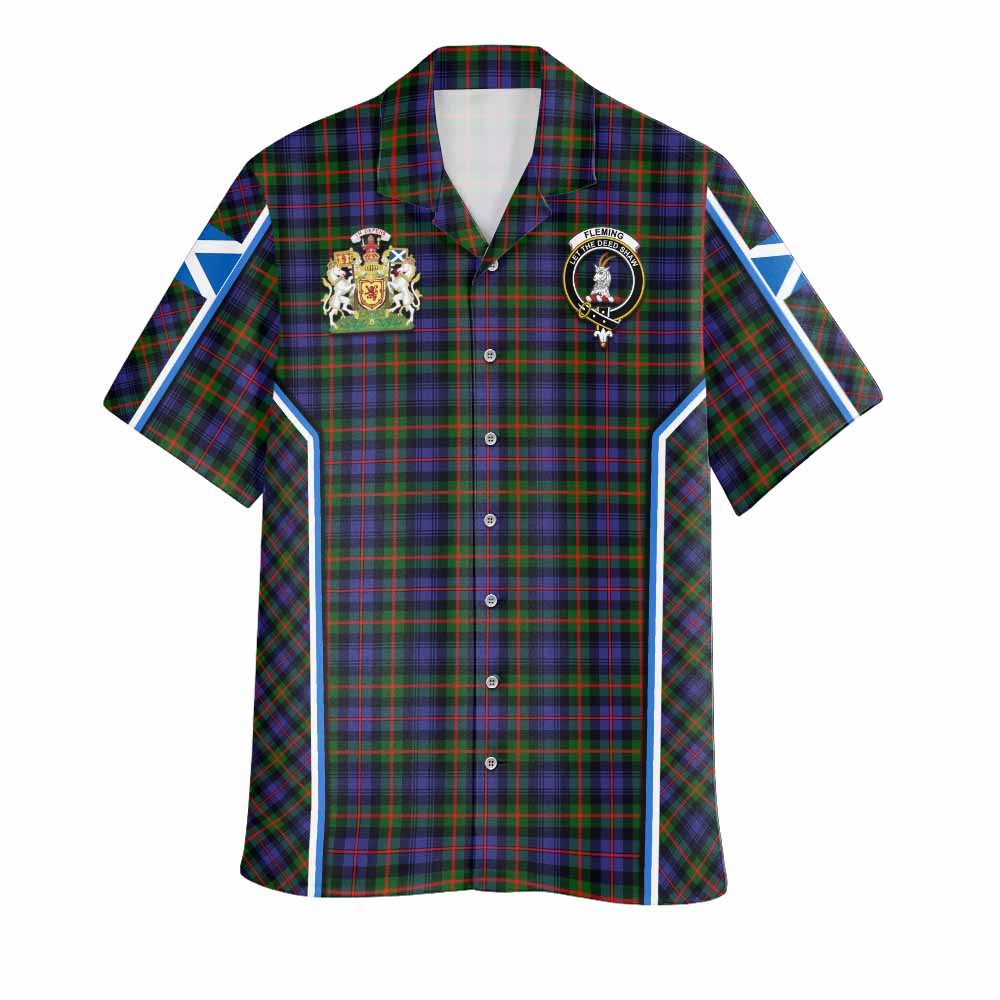 Fleming Tartan Crest Hawaiian Shirt Scotland Coat of Arm Flag Style - Tartan Vibes Clothing