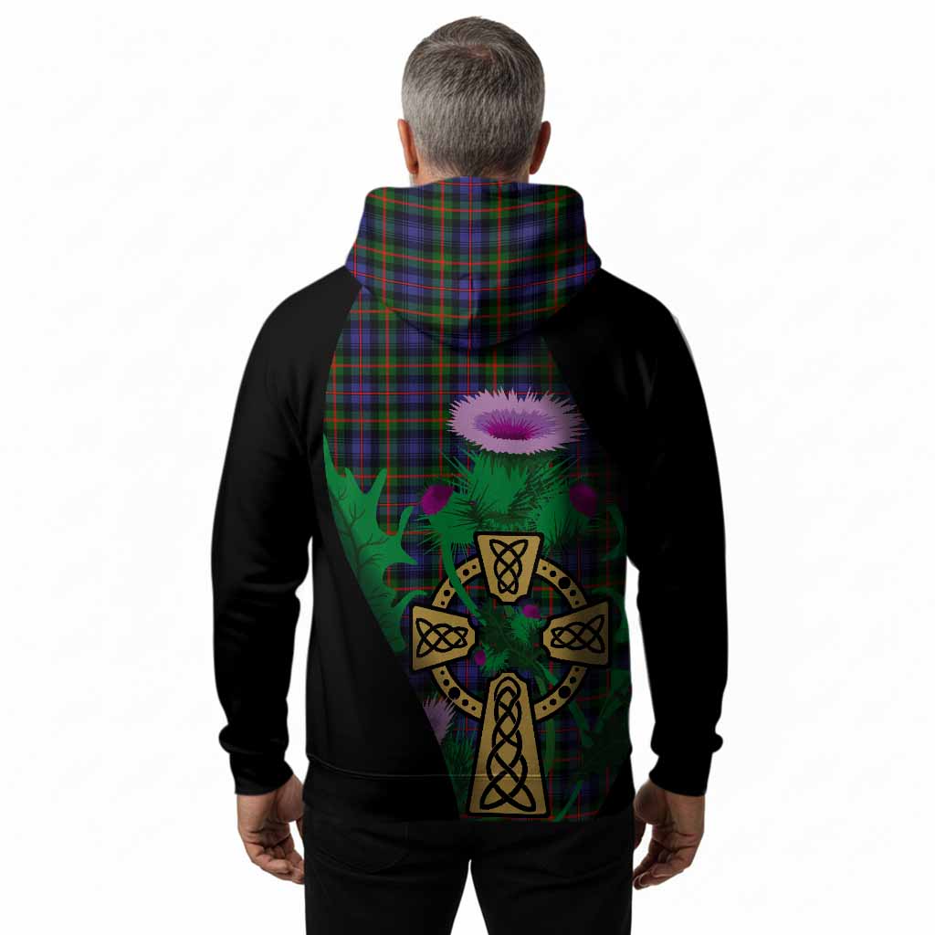 Fleming Tartan Crest Hoodie Celtic Cross Thistle Flowers