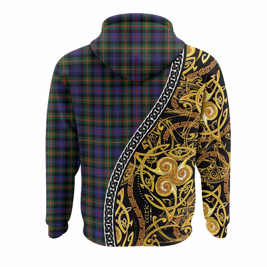 Fleming Tartan Crest Hoodie Celtic Knot and Triple Trickle Spiral Symbols