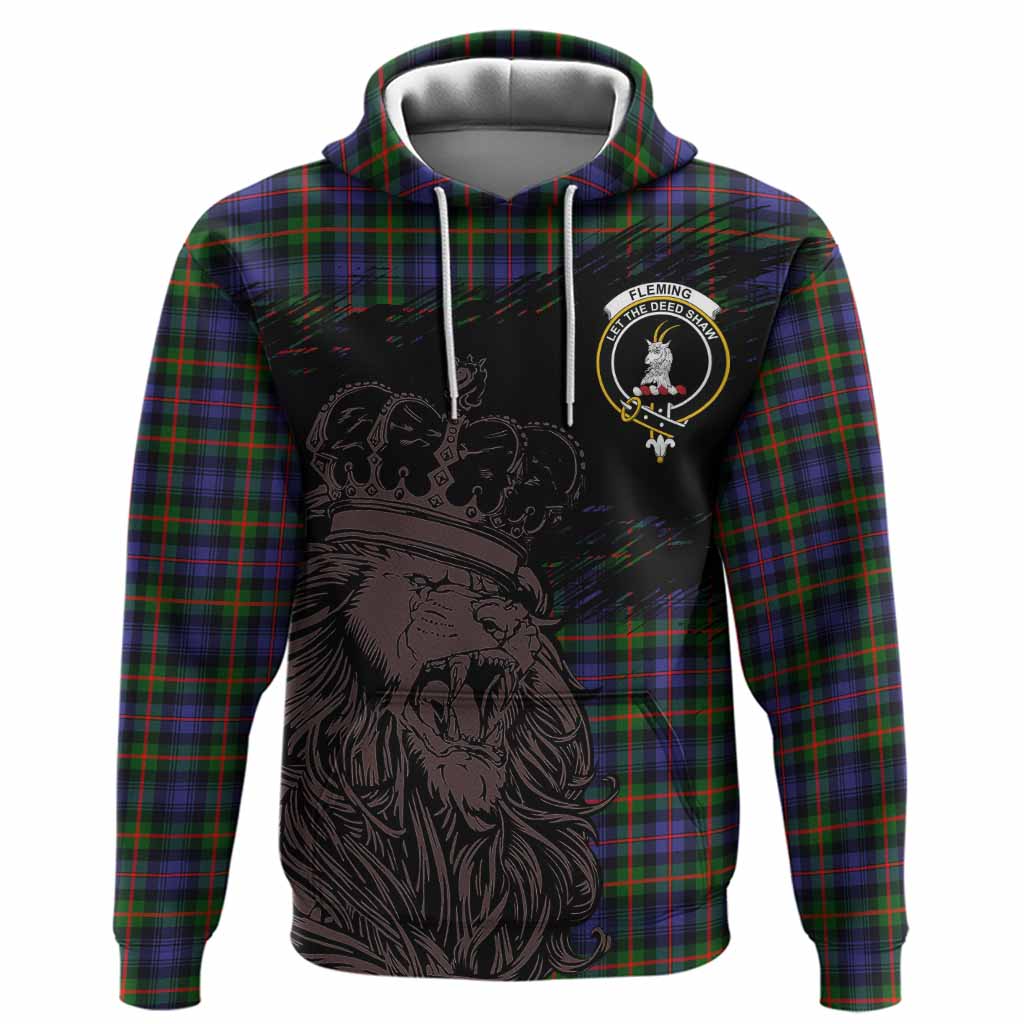 Fleming Tartan Crest Hoodie Crowned Lion Heritage Style