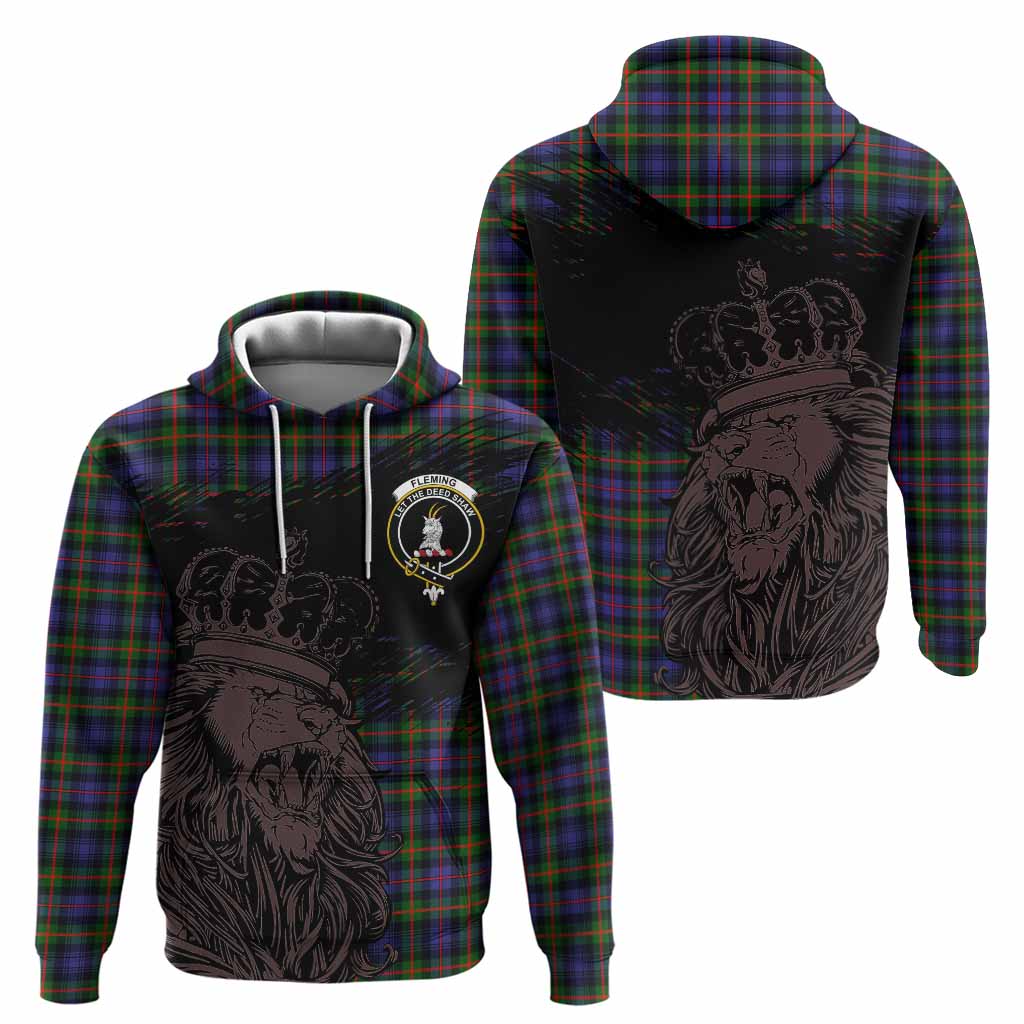 Fleming Tartan Crest Hoodie Crowned Lion Heritage Style
