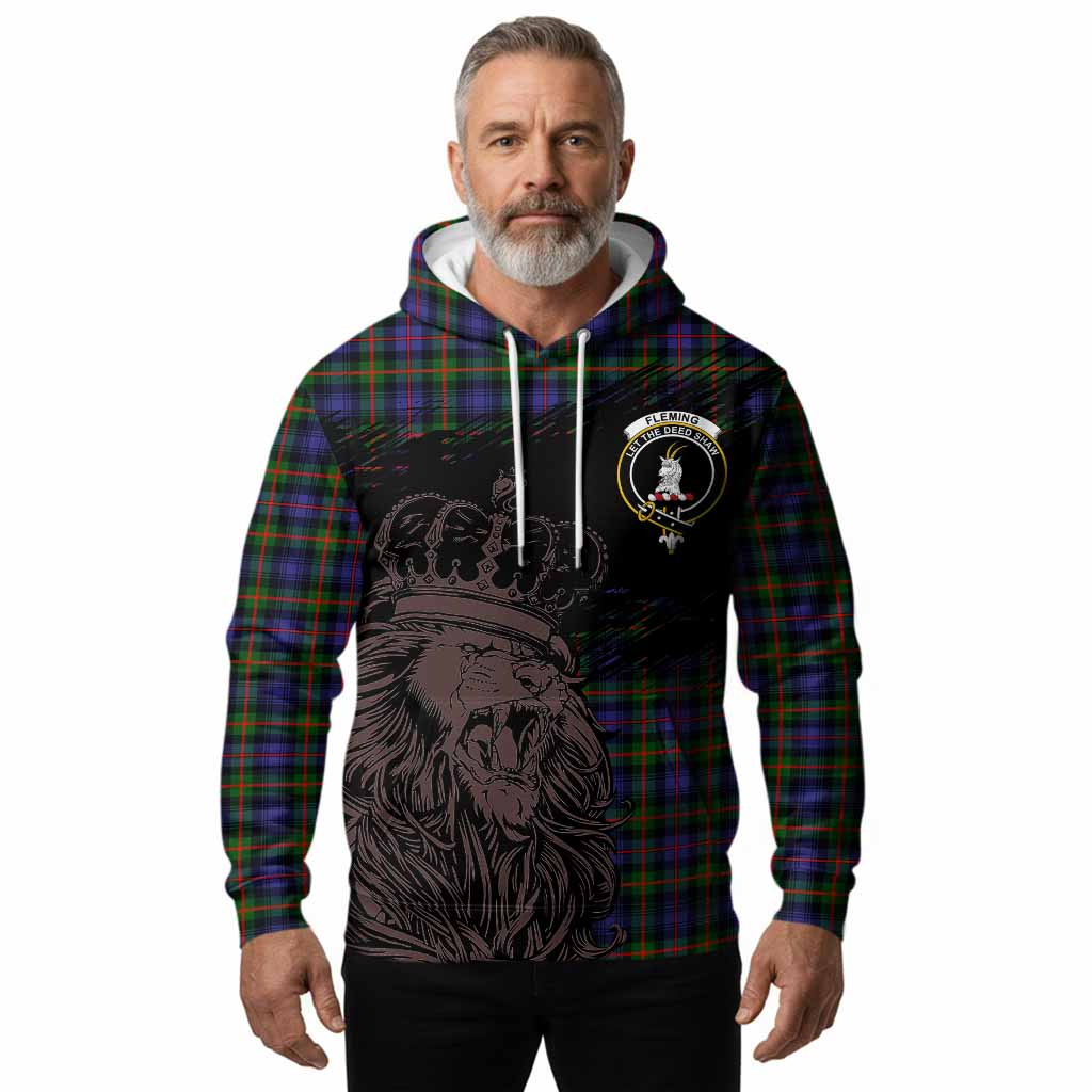 Fleming Tartan Crest Hoodie Crowned Lion Heritage Style