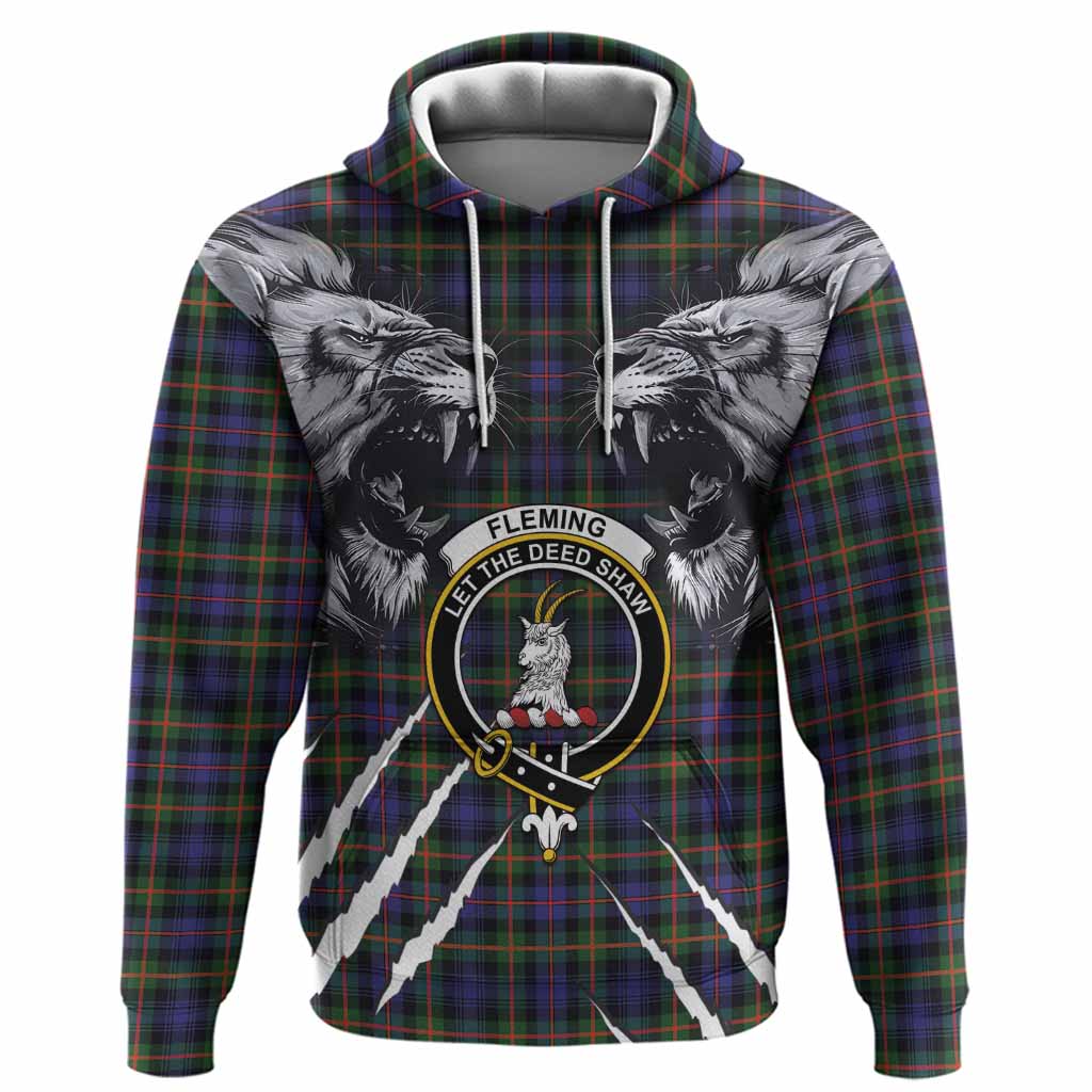 Fleming Tartan Crest Hoodie Ferocious Lion Style