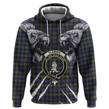 Fleming Tartan Crest Hoodie Ferocious Lion Style