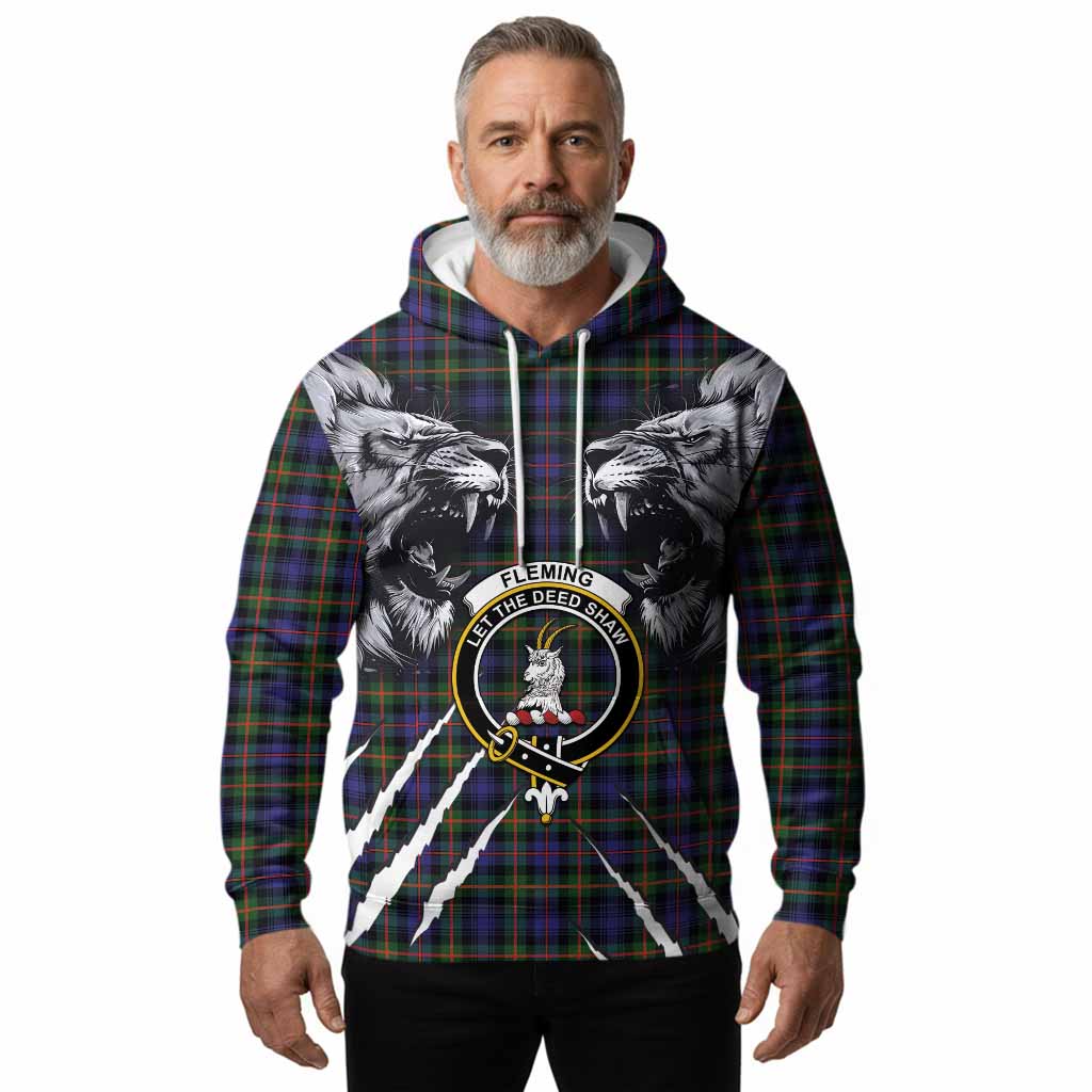 Fleming Tartan Crest Hoodie Ferocious Lion Style