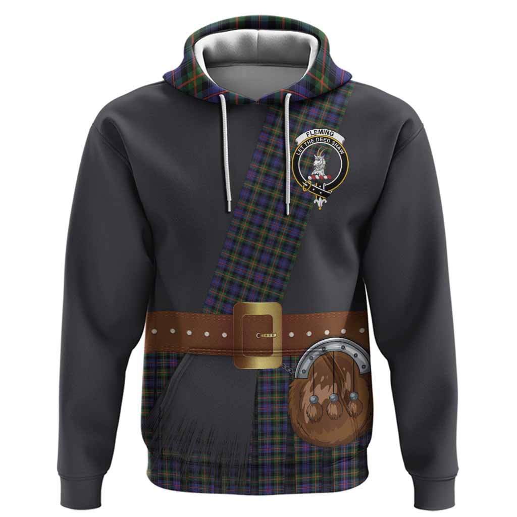 Fleming Tartan Crest Hoodie Kilt Costume Style