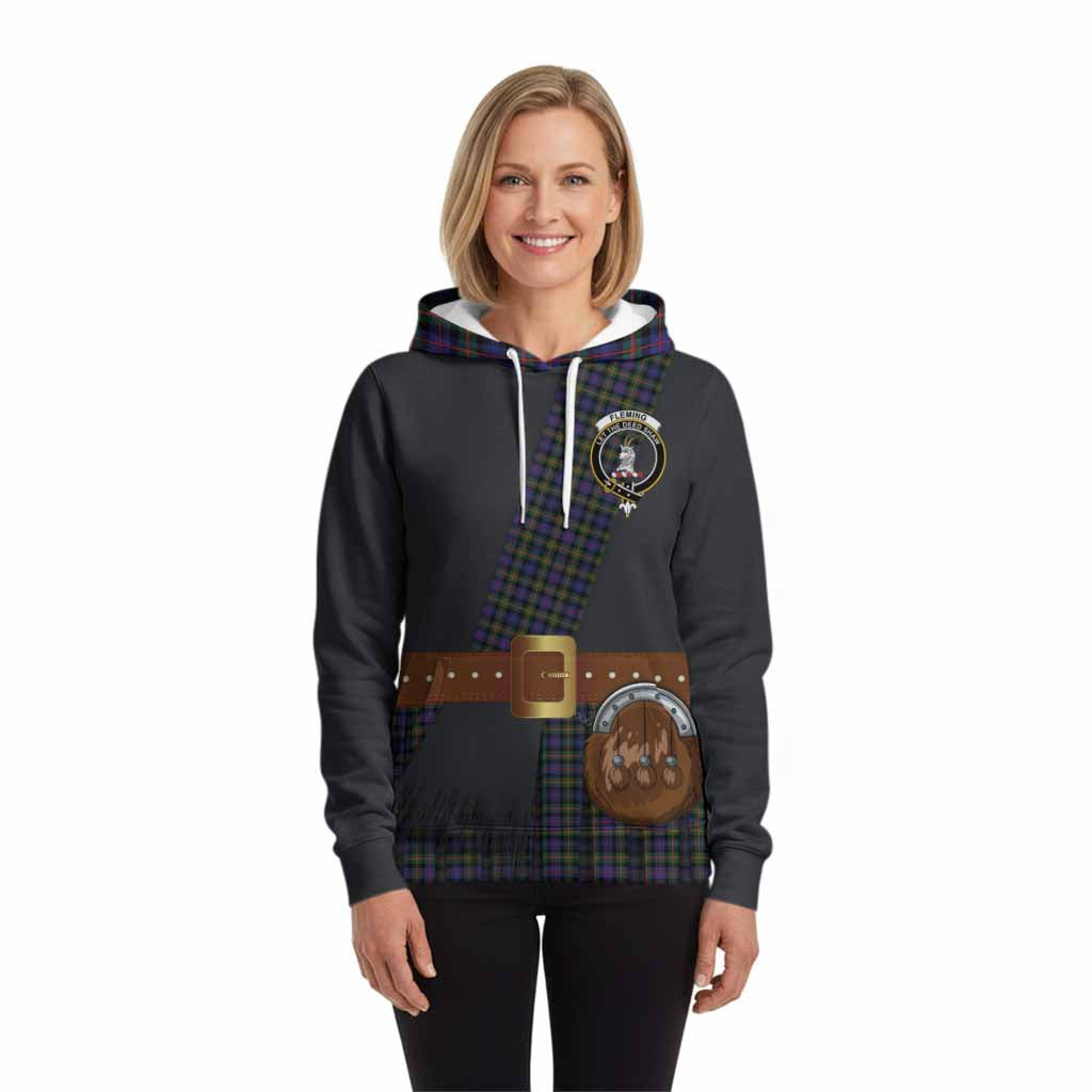 Fleming Tartan Crest Hoodie Kilt Costume Style