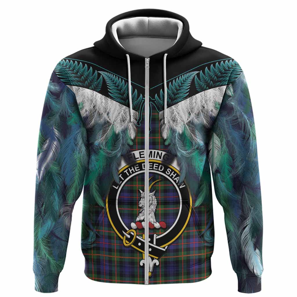 Fleming Tartan Crest Hoodie New Zealand Maori Korowai Cloak