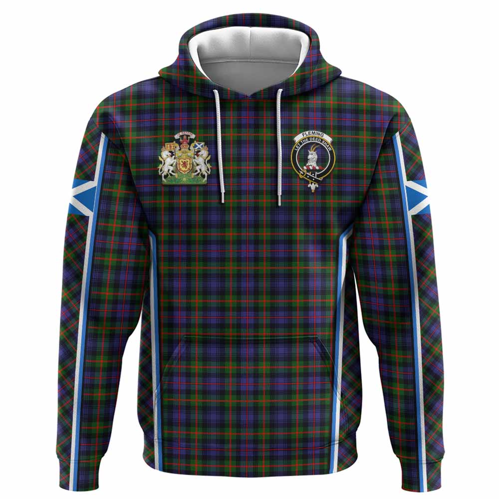 Fleming Tartan Crest Hoodie Scotland Coat of Arm Flag Style - Tartan Vibes Clothing