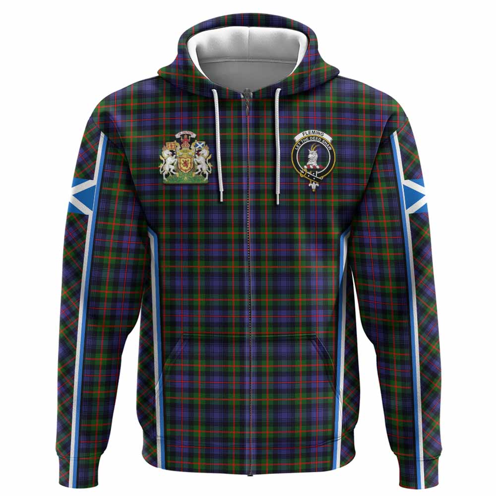 Fleming Tartan Crest Hoodie Scotland Coat of Arm Flag Style - Tartan Vibes Clothing