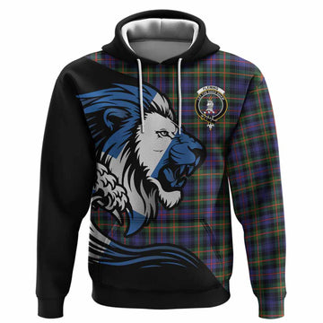 Fleming Tartan Crest Hoodie Scottish Golden Lions Wave Flow