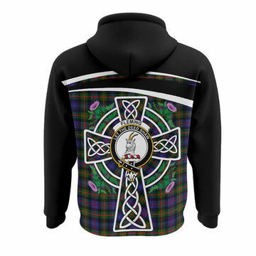 Fleming Tartan Crest Hoodie Scottish Thistle Celtic Cross Alba Gu Brath