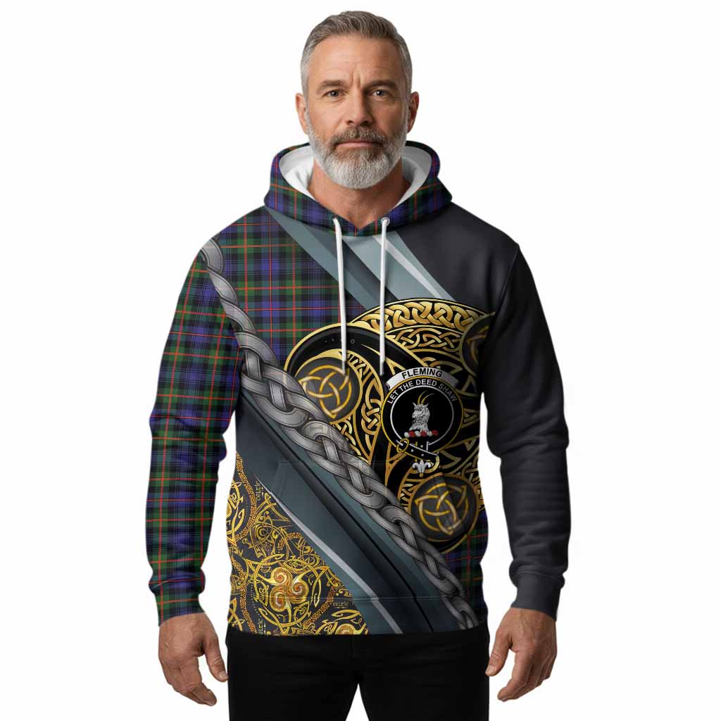 Fleming Tartan Crest Hoodie Scottish Triskele Celtic