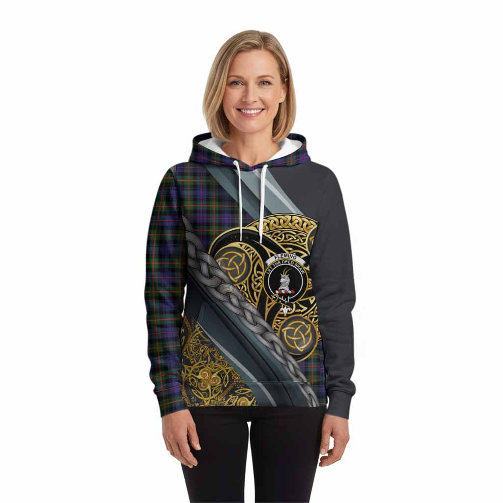 Fleming Tartan Crest Hoodie Scottish Triskele Celtic