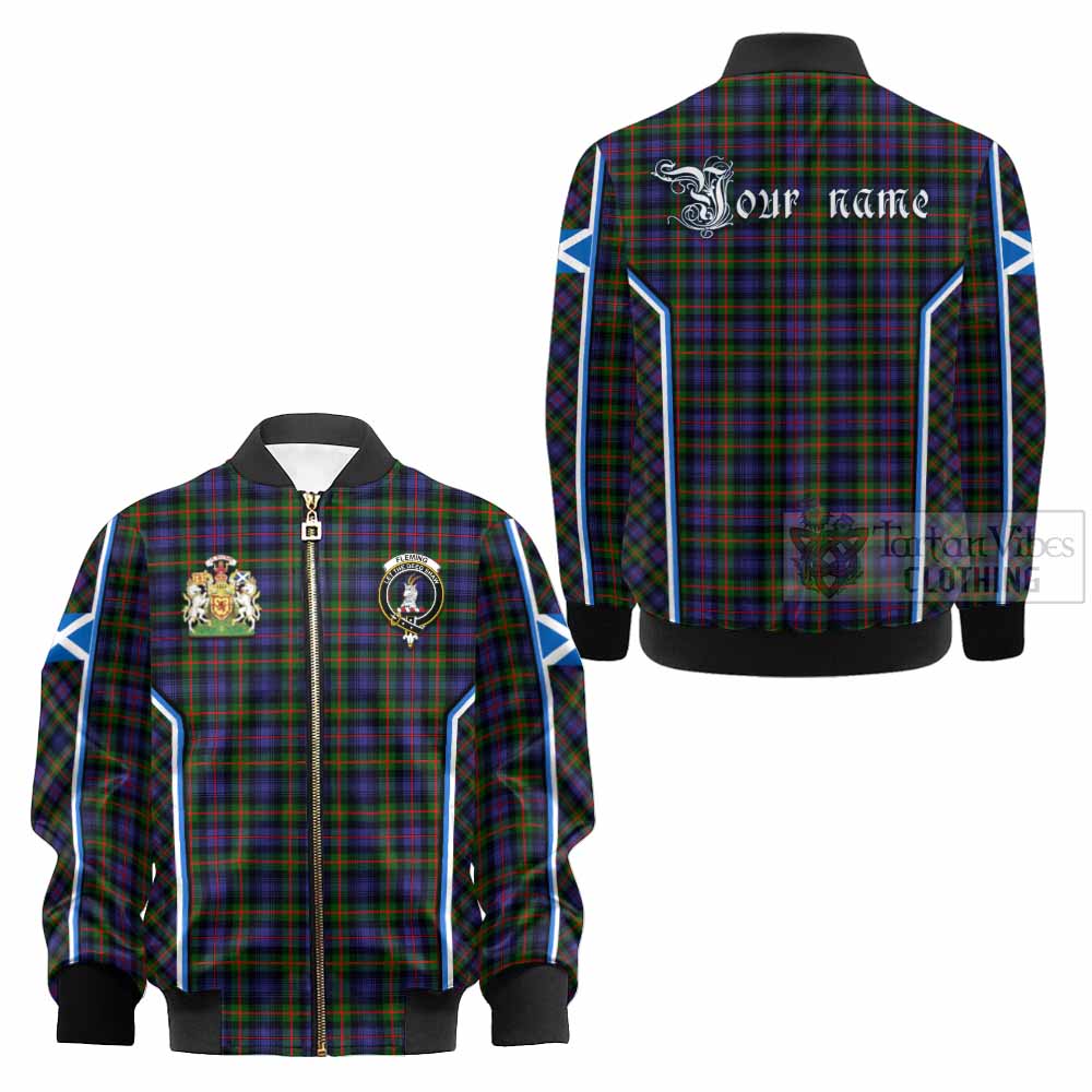 Fleming Tartan Crest Kid Bomber Jacket Scotland Coat of Arm Flag Style - Tartan Vibes Clothing