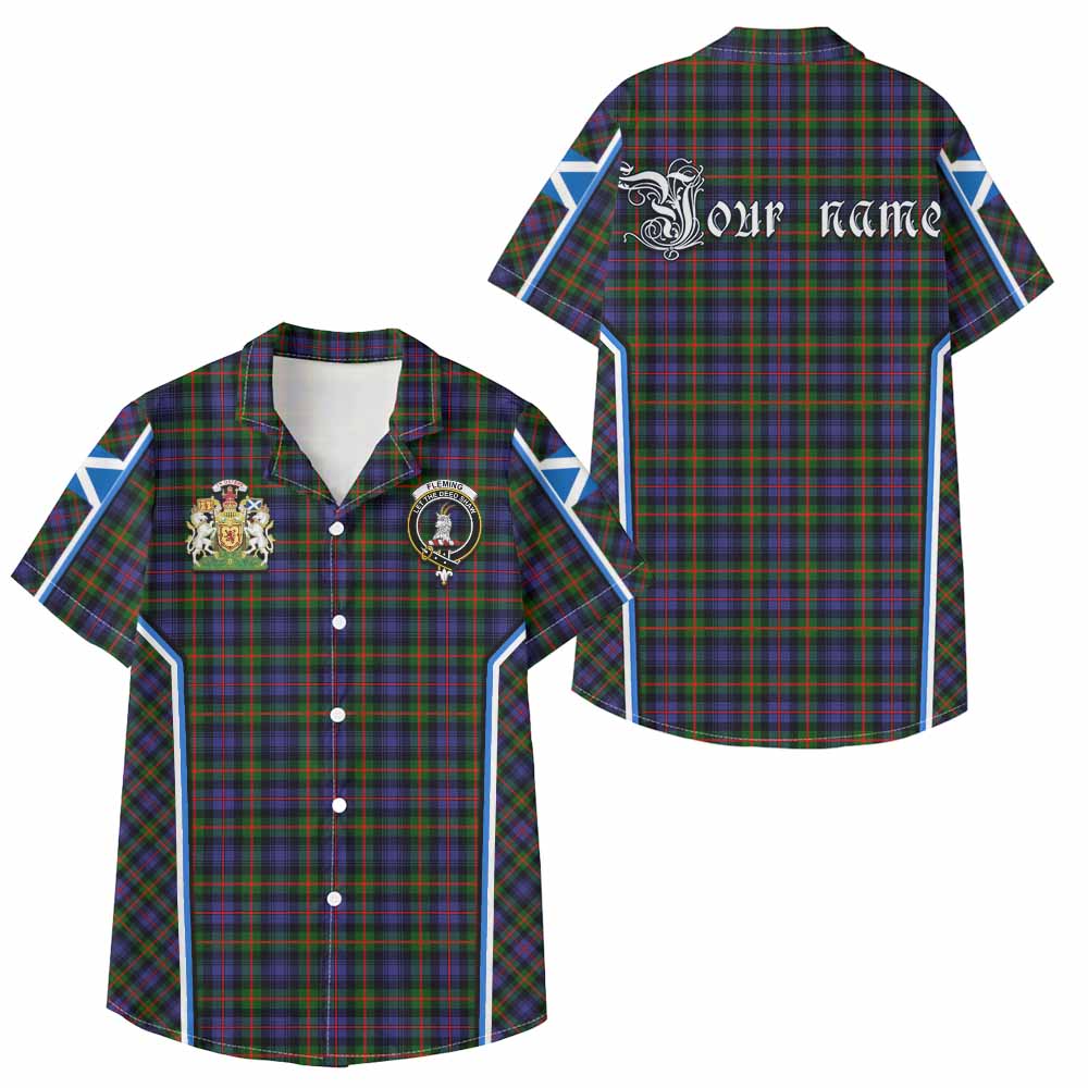 Fleming Tartan Crest Kid Hawaiian Shirt Scotland Coat of Arm Flag Style - Tartan Vibes Clothing