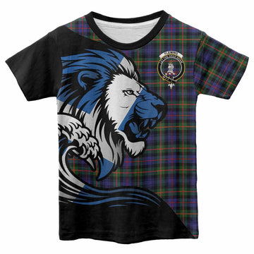 Fleming Tartan Crest Kid T-shirt Scottish Golden Lions Wave Flow