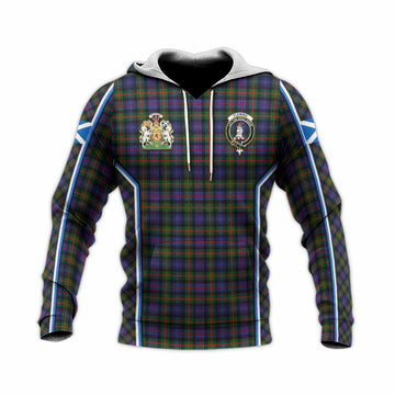 Fleming Tartan Crest Knitted Hoodie Scotland Coat of Arm Flag Style