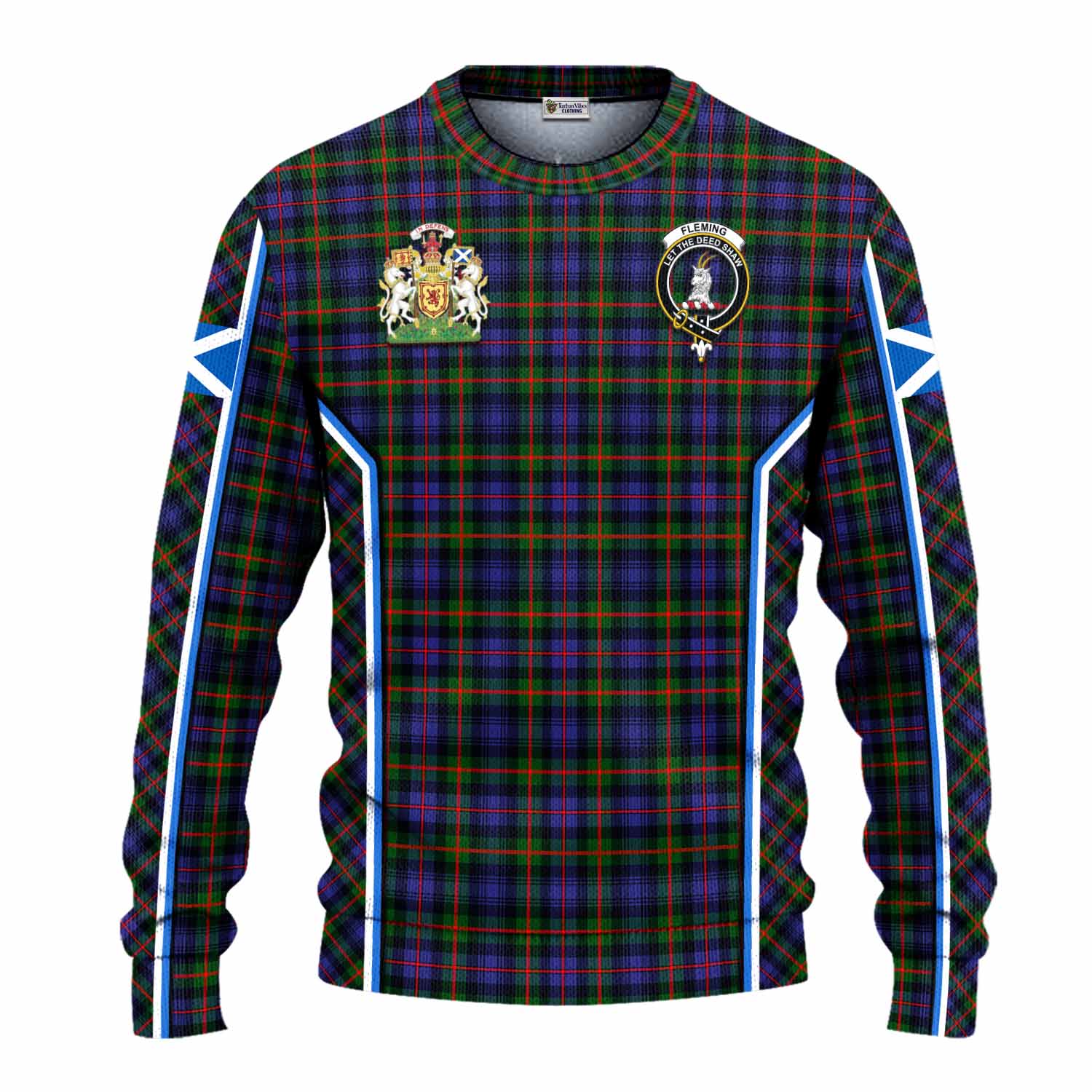 Fleming Tartan Crest Knitted Sweater Scotland Coat of Arm Flag Style - Tartan Vibes Clothing