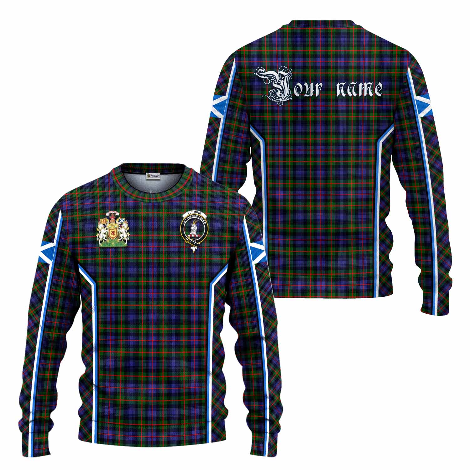 Fleming Tartan Crest Knitted Sweater Scotland Coat of Arm Flag Style - Tartan Vibes Clothing