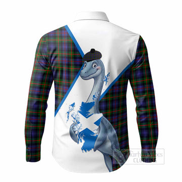 Fleming Tartan Crest Loch Ness Monster Long Sleeve Button Shirts Nessie Scottish Map Tha Gradh Agam Air Alba