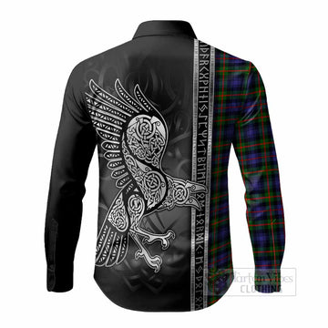 Fleming Tartan Crest Long Sleeve Button Shirts Norse Mythology Viking Odin Crow Tattoo