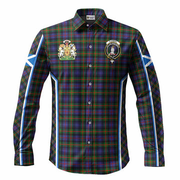 Fleming Tartan Crest Long Sleeve Button Shirts Scotland Coat of Arm Flag Style