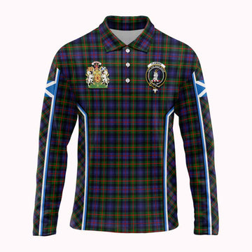 Fleming Tartan Crest Long Sleeve Polo Shirt Scotland Coat of Arm Flag Style