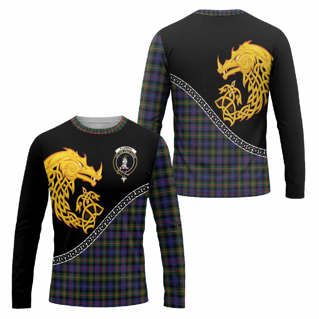 Fleming Tartan Crest Long Sleeve T-Shirt Legendary Dragon Knot Half Style