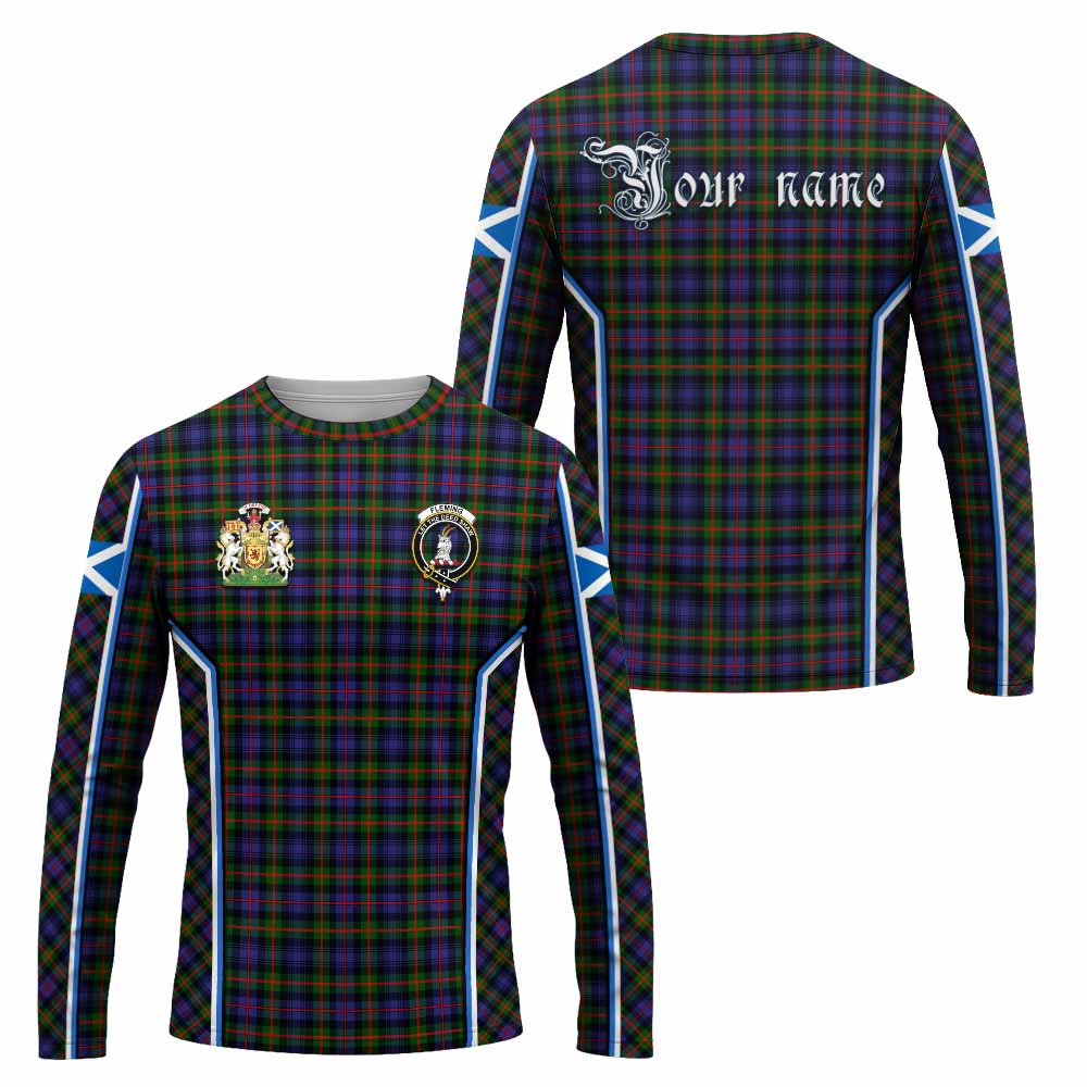 Fleming Tartan Crest Long Sleeve T-Shirt Scotland Coat of Arm Flag Style - Tartan Vibes Clothing