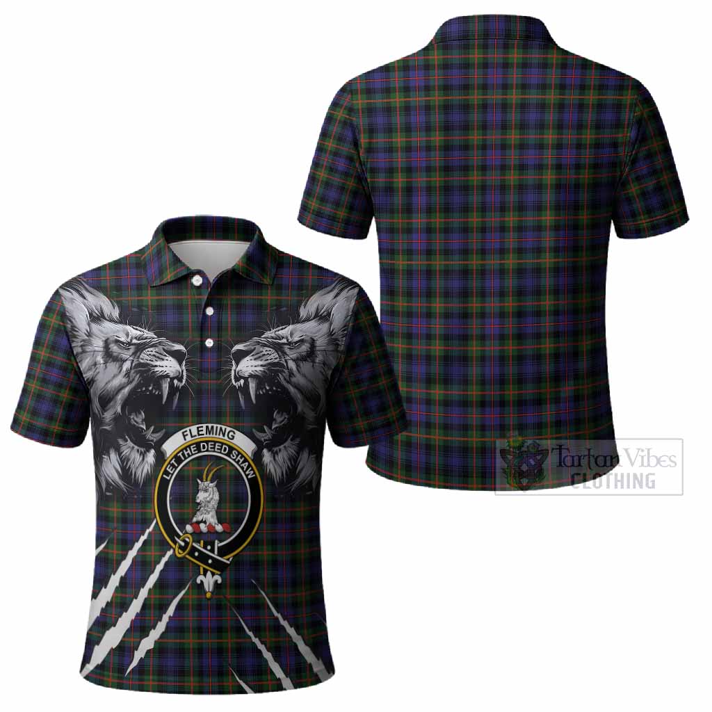 Fleming Tartan Crest Polo Shirt Ferocious Lion Style