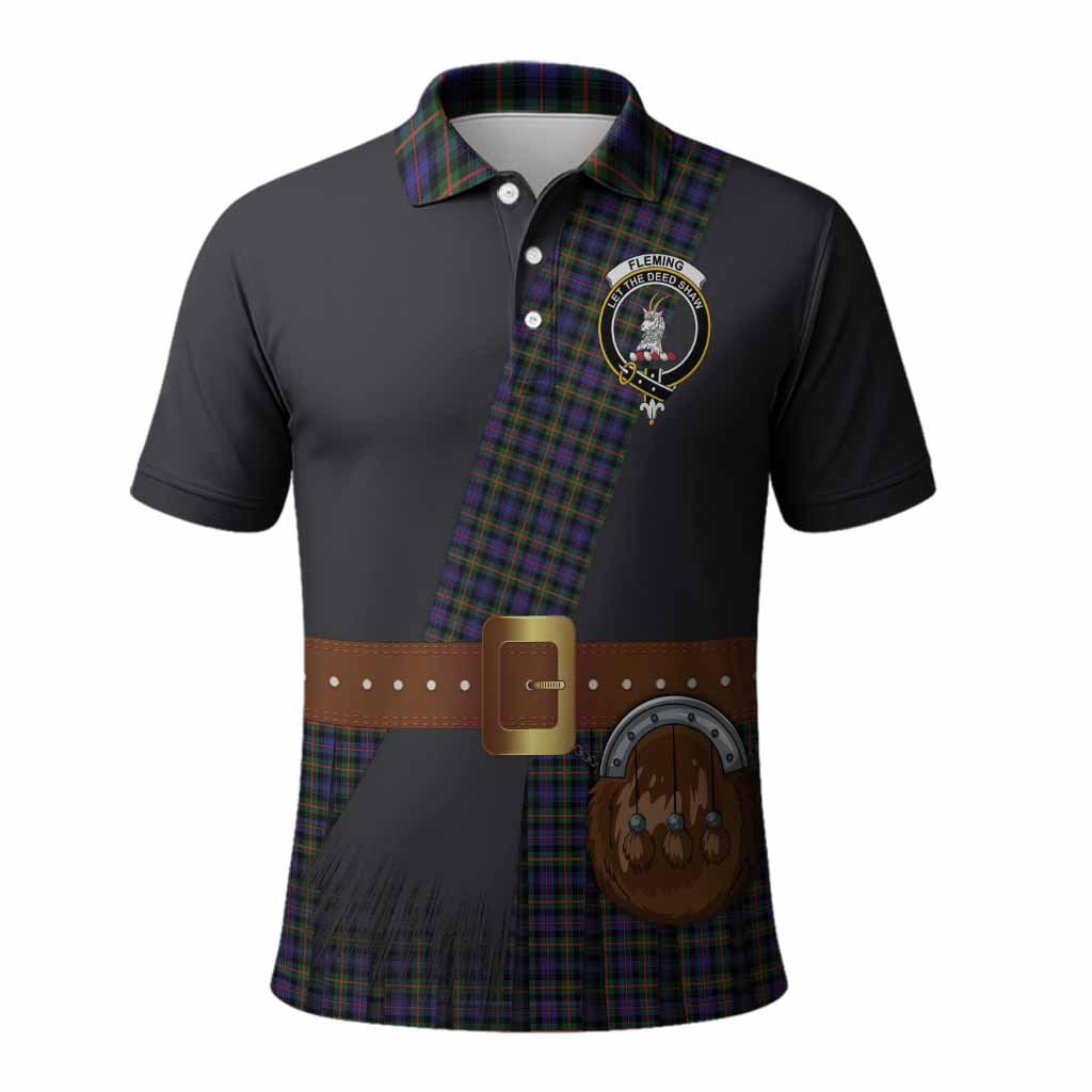Fleming Tartan Crest Polo Shirt Kilt Costume Style