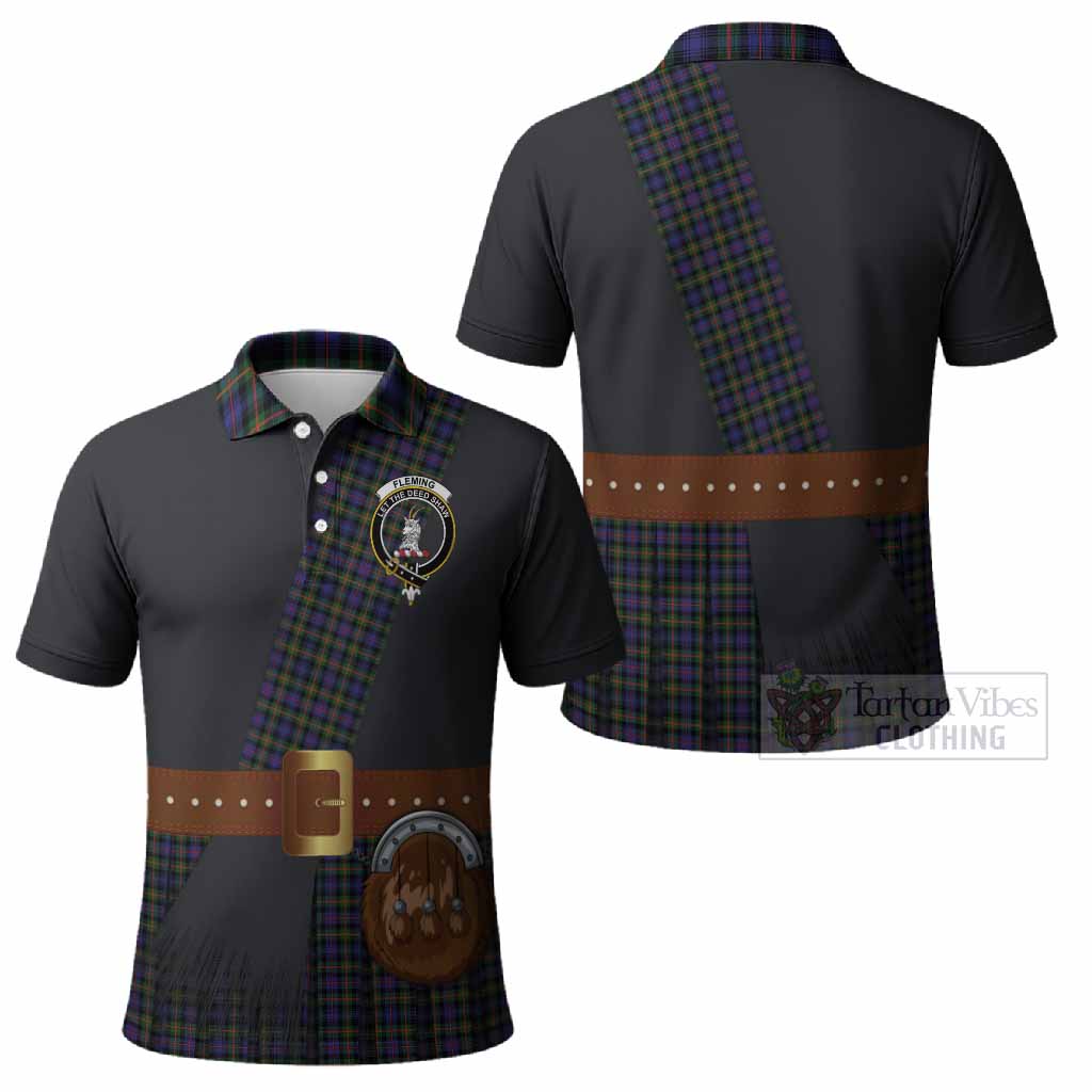 Fleming Tartan Crest Polo Shirt Kilt Costume Style