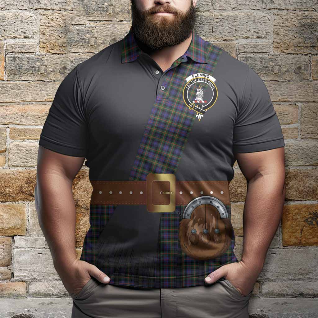 Fleming Tartan Crest Polo Shirt Kilt Costume Style