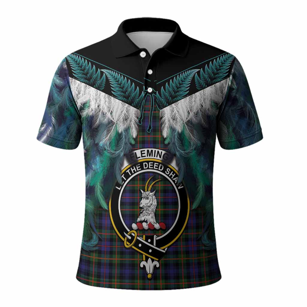 Fleming Tartan Crest Polo Shirt New Zealand Maori Korowai Cloak