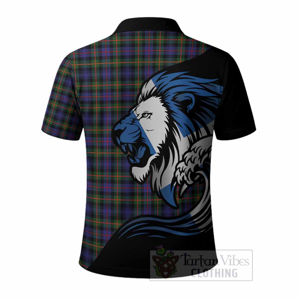 Fleming Tartan Crest Polo Shirt Scottish Golden Lions Wave Flow