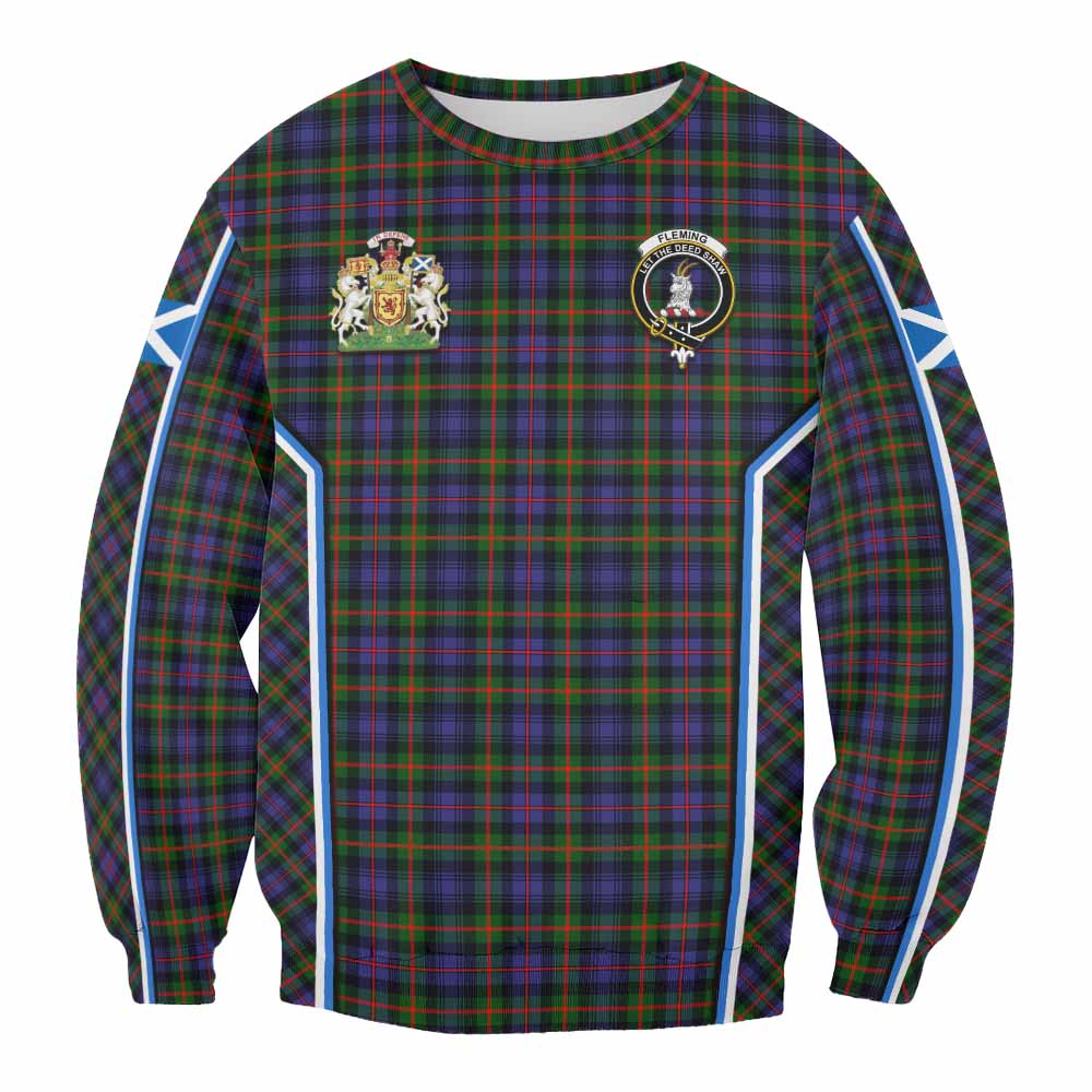 Fleming Tartan Crest Sweatshirt Scotland Coat of Arm Flag Style - Tartan Vibes Clothing